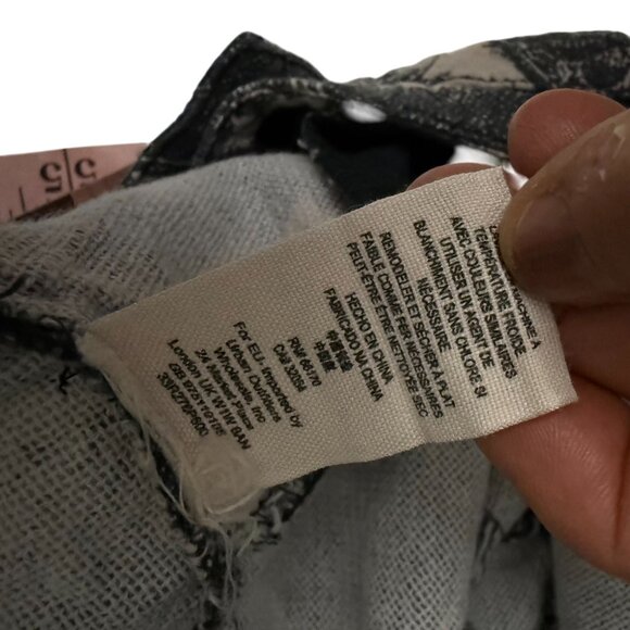 Free People Etoile Floral Double Weave Frayed Hem Cut Off Shorts 6 Gray Cream - Picture 7 of 9